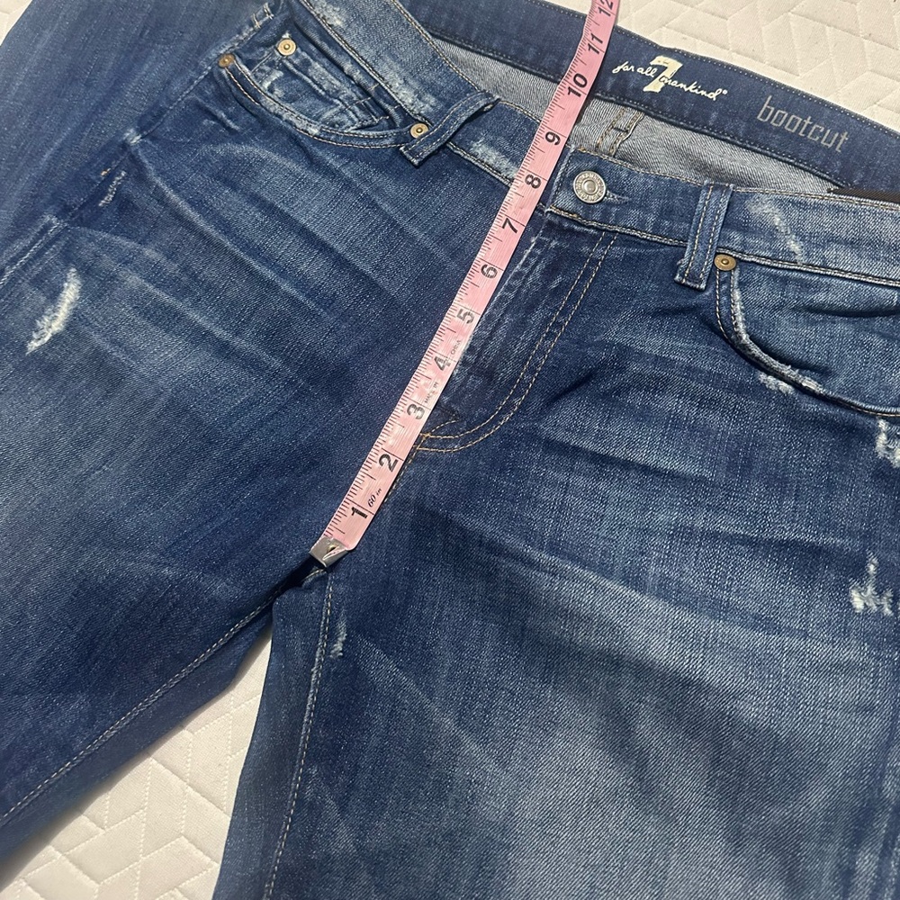 7 For All Mankind Distressed Boot Cut Jeans - Picture 7 of 8